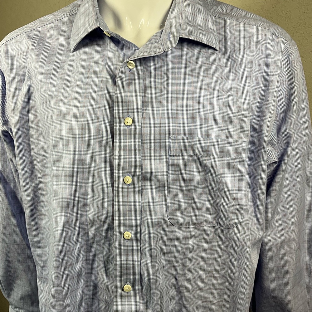 Roundtree & Yorke Light Blue Plaid Dress Shirt